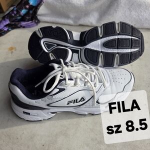 Mens FILA White and Navy Athletic Shoes